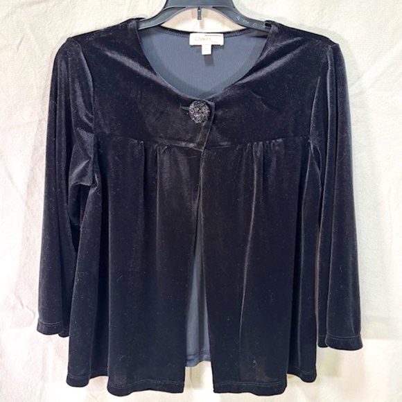 CHOICES Petite Small Black Velveteen Jacket - Picture 1 of 6